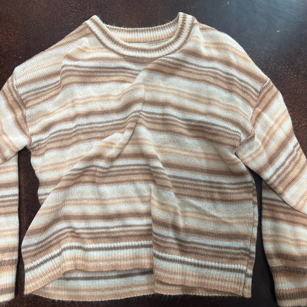 BE COOL Women's Striped Brown and Cream Sweater